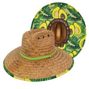 NWOT Peter Grimm Avocado Lifeguard Straw Hat • Unisex • UPF 50+ 🥑☀️
